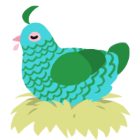 A aqua and viridian chicken with a lace pattern