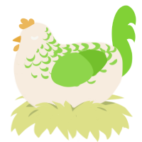 A cream and grass chicken with a half-lace pattern