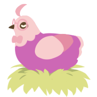 Florian, a orchid and pink chicken with a head pattern