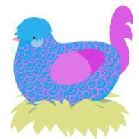 Simon, a sky and orchid chicken with a double-lace pattern