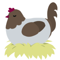 A mist and bark chicken with a head pattern