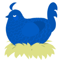 A ultramarine chicken with a lace pattern