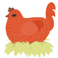 A vermilion chicken with a lace pattern