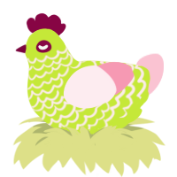 Lilypad, a lime and rose chicken with a lace pattern