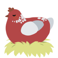 frosted cherry, a red and mist chicken with a neck-speckle pattern
