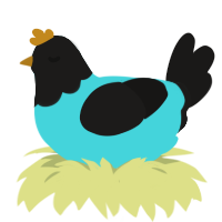 A aqua and sable chicken with a head pattern