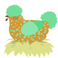 A orange and spring chicken with a speckle pattern