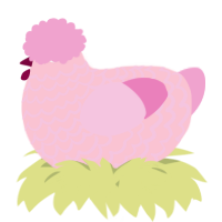 A rose and pink chicken with a lace pattern