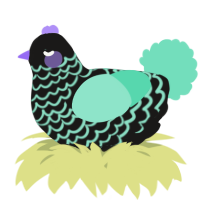 A sable and mint chicken with a lace pattern
