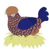A brown and navy chicken with a lace pattern