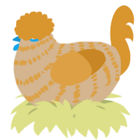 A beige and orange chicken with a bar pattern