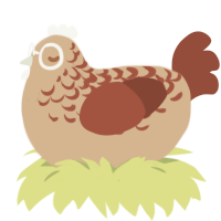 A beige and russet chicken with a half-lace pattern