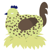 A lemon and bark chicken with a speckle pattern