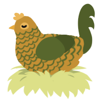 Samuel, a gold and olive chicken with a lace pattern