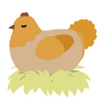 A beige and orange chicken with a head pattern
