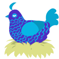 A indigo and cerulean chicken with a lace pattern