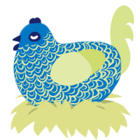 Pool float, a sapphire and lemon chicken with a double-lace pattern