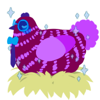 A wine and lavender chicken with a bar pattern