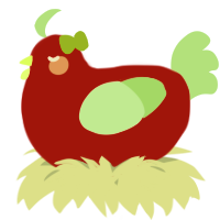 A red and gluppy chicken