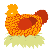 A orange and russet chicken with a lace pattern