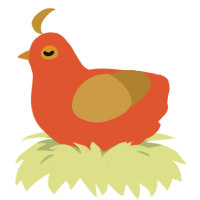 Alphabits, a vermilion and gold chicken