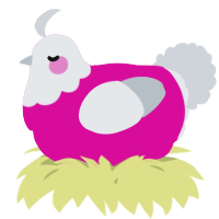A fuchsia and mist chicken with a head pattern
