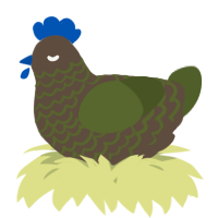 A bark and olive chicken with a lace pattern