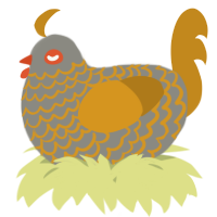 A ash and ochre chicken with a lace pattern