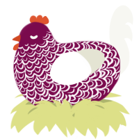 A wine and white chicken with a double-lace pattern