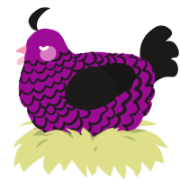 A plum and sable chicken with a lace pattern