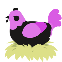 A sable and orchid chicken with a head pattern