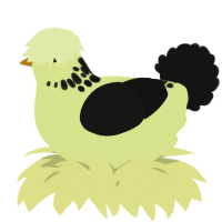 A lemon and black chicken with a neck-speckle pattern