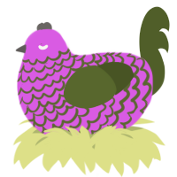 A orchid and olive chicken with a lace pattern