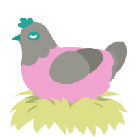 Chic Hen, a pink and ash chicken with a head pattern