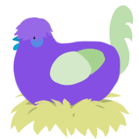 A blurple and gluppy chicken
