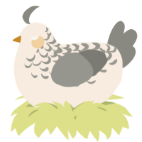 A cream and ash chicken with a half-lace pattern