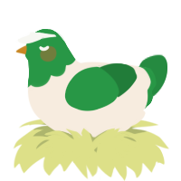 A cream and viridian chicken with a head pattern