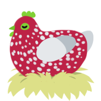 Sush Mroom, a crimson and mist chicken with a speckle pattern