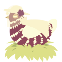 A plum and cream chicken with a bar pattern