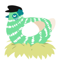 A spring and cream chicken with a bar pattern