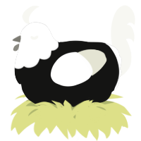 A black and white chicken with a head pattern