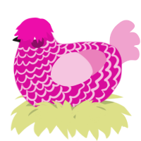 A fuchsia and pink chicken with a lace pattern