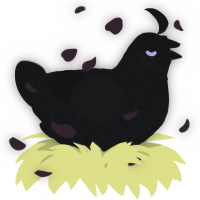 A black chicken with a lace pattern