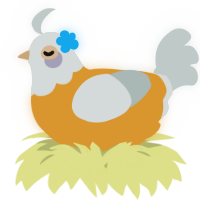A orange and silver chicken with a head pattern