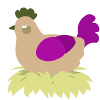A beige and plum chicken
