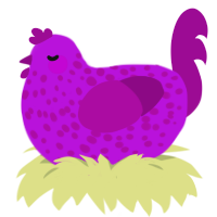 A amethyst and plum chicken with a speckle pattern