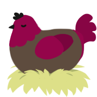 vocaloid turd, a bark and maroon chicken with a head pattern