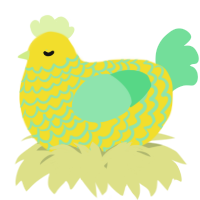 A yellow and spring chicken with a lace pattern