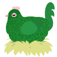 A leaf and viridian chicken with a double-lace pattern