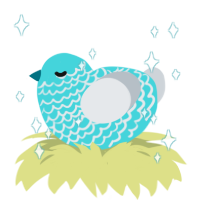 小冰, a aqua and mist chicken with a lace pattern